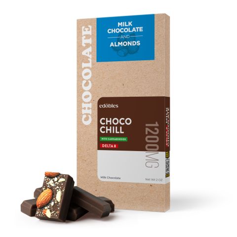 1,200mg Choco Chill (Milk Chocolate & Almonds) Bar - Delta 8 - Thumbnail 1