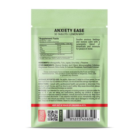 Anxiety Ease Tablets - Ashwagandha, Gotu Kola, Jujube, L-Theanine, Tulsi - Thumbnail 8