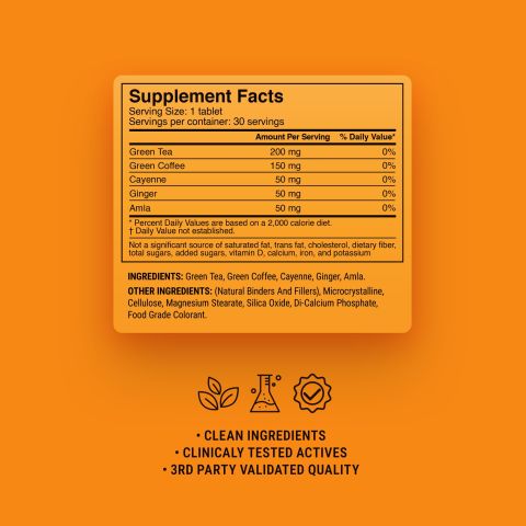 Green Tea Thermogenic Tablets - Amla, Cayenne, Ginger, Green Coffee, Green Tea - Thumbnail 9
