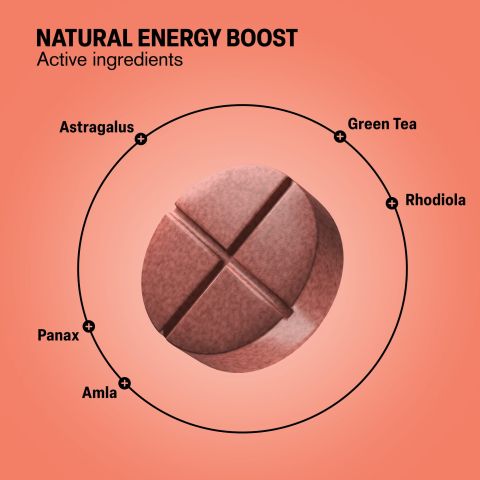 Natural Energy Boost Tablets - Amla, Astragalus, Green Tea, Panax, Rhodiola - Thumbnail 4