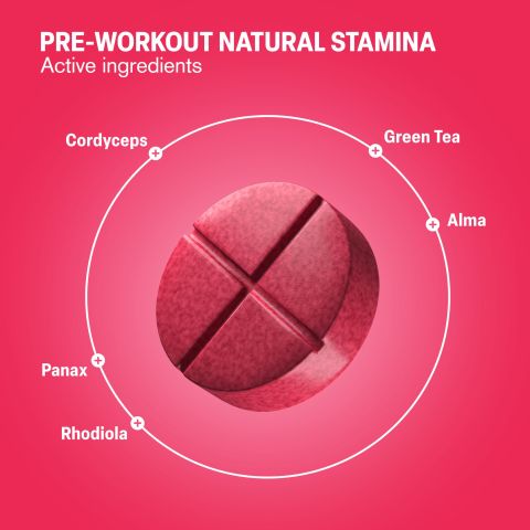 Pre-Workout Natural Stamina Tablets - Amla, Cordyceps, Green Tea, Panax, Rhodiola - Thumbnail 5