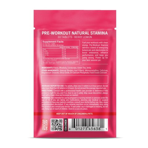 Pre-Workout Natural Stamina Tablets - Amla, Cordyceps, Green Tea, Panax, Rhodiola - Thumbnail 8