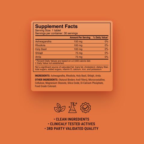 Anti-Stress Tablets - Amla, Ashwagandha, Holy Basil, Rhodiola, Shilajit - Thumbnail 9