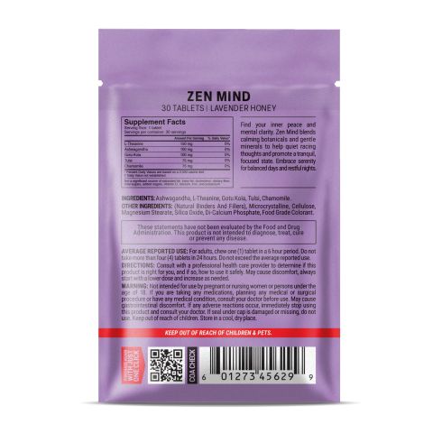 Zen Mind Tablets - Ashwagandha, Chamomile, Gotu Kola, L-Theanine, Tulsi - Thumbnail 8