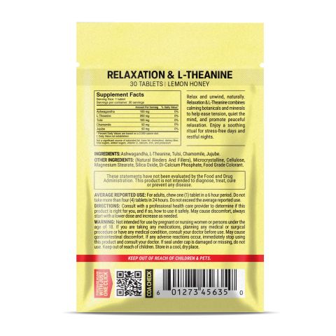 Relaxation + L-Theanine Tablets - Ashwagandha, Chamomile, Jujube, L-Theanine, Tulsi - Thumbnail 8