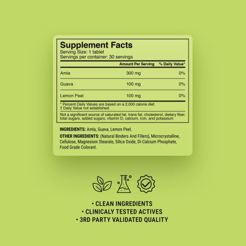 Amla Vitamin C Tablets - Amla, Guava, Lemon Peel - Thumbnail 9