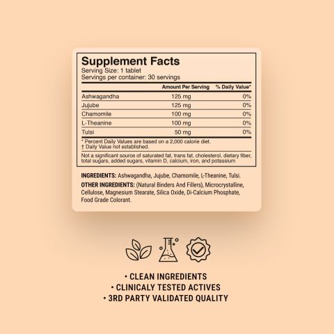 Deep Sleep Tablets - Ashwagandha, Chamomile, Jujube, L-Theanine, Tulsi - Thumbnail 9