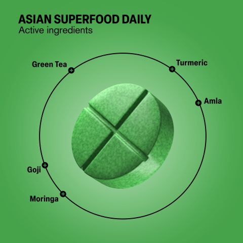 Asian Superfood Daily Tablets - Amla, Goji, Green Tea, Moringa, Turmeric - Thumbnail 5