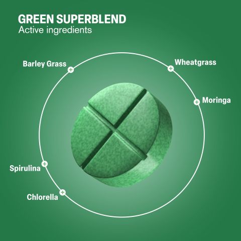 Green Superblend Tablets - Barley Grass, Chlorella, Moringa, Spirulina, Wheatgrass - Thumbnail 5