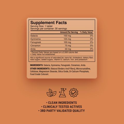 Carb Blocker Tablets - Amla, Cinnamon, Fenugreek, Gymnema, Salacia - Thumbnail 9