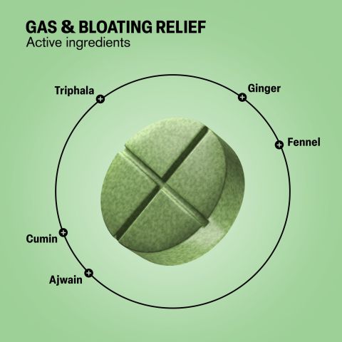 Gas & Bloating Relief Tablets - Ajwain, Cumin, Fennel, Ginger, Triphala - Thumbnail 5
