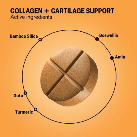 Collagen + Cartilage Support Tablets - Amla, Bamboo Silica, Boswellia, Gotu, Turmeric - Thumbnail 5