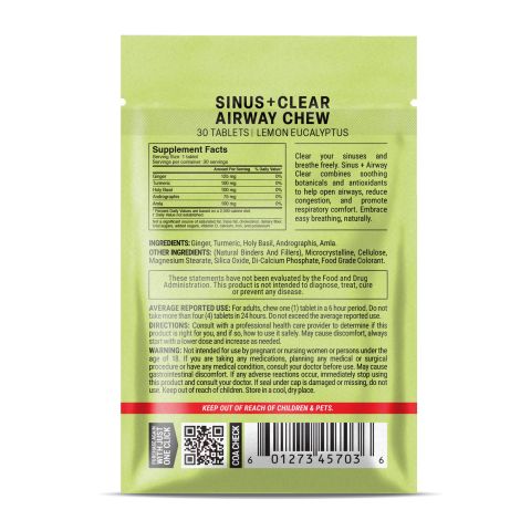 Sinus + Airway Clear Tablets - Amla, Andrographis, Ginger, Holy Basil, Turmeric - Thumbnail 8