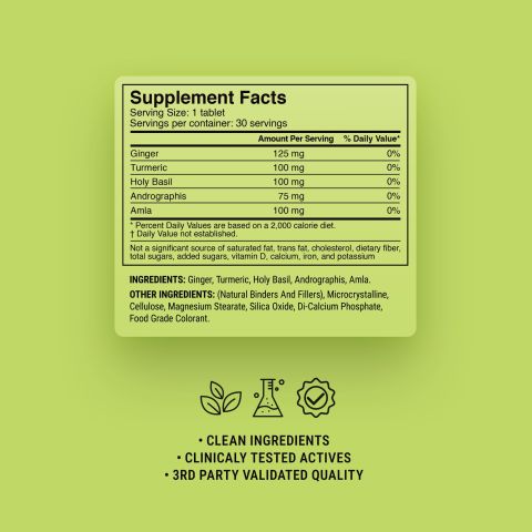 Sinus + Airway Clear Tablets - Amla, Andrographis, Ginger, Holy Basil, Turmeric - Thumbnail 9