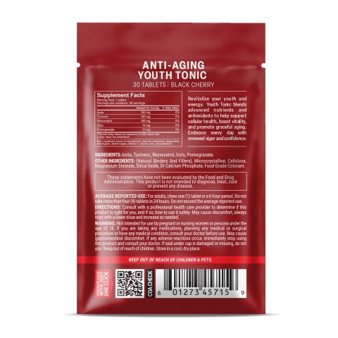 Anti-Aging Youth Tonic Tablets - Amla, Gotu, Pomegratane, Resveratrol, Turmeric - Thumbnail 8