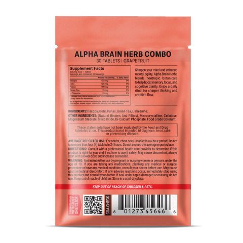 Alpha Brain Herb Combo Tablets - Bacopa, Gotu, Green Tea, L-Theanine, Panax - Thumbnail 8
