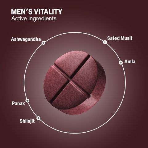 Men's Vitality Tablets - Amla, Ashwagandha, Panax, Safed Musli, Shilajit - Thumbnail 5