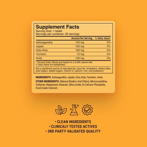 Rest & Recovery Nighttime Tablets - Amla, Ashwagandha, Gotu Kola, Jujube, Turmeric - Thumbnail 9