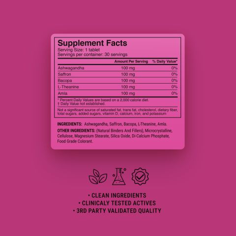 Mood Booster Tablets - Amla, Ashwagandha, Bacopa, L-Theanine - Thumbnail 9