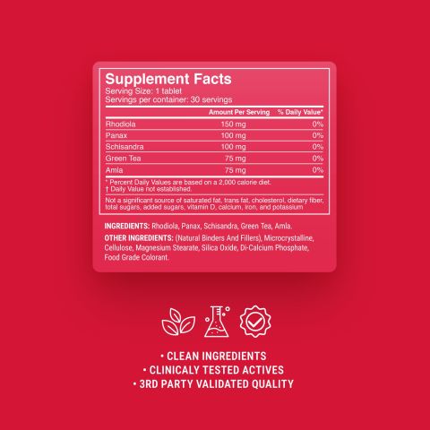 Anti-Fatigue Rhodiola Tablets - Amla, Green Tea, Panax, Rhodiola, Schisandra - Thumbnail 9