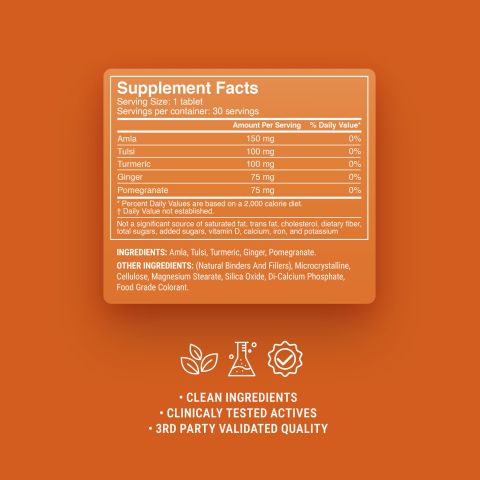 Daily Immune Booster Tablets - Amla, Ginger, Pomegranate, Tulsi, Turmeric - Thumbnail 9