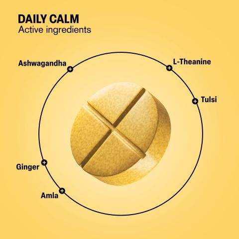 Daily Calm Tablets - Amla, Ashwagandha, Ginger, L-Theanine, Tulsi - Thumbnail 5
