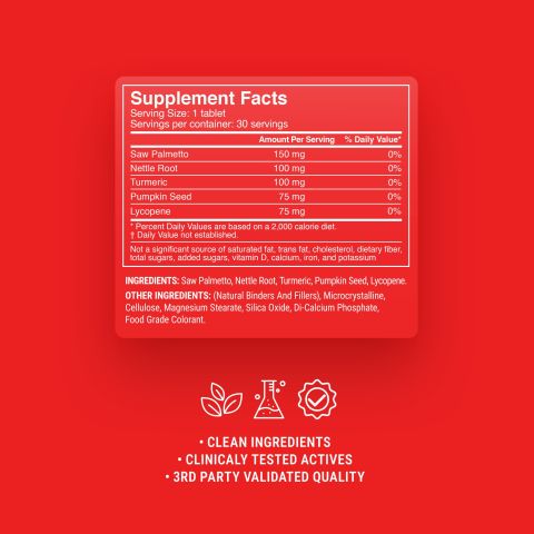 Prostate Support Tablets - Lycopene, Nettle Root, Pumpkin Seed, Saw Palmetto, Turmeric - Thumbnail 9