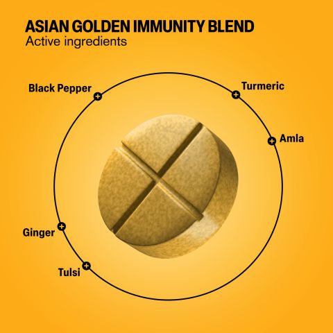 Asian Golden Immunity Blend Tablets - Amla, Black Pepper, Ginger, Tulsi, Turmeric - Thumbnail 5