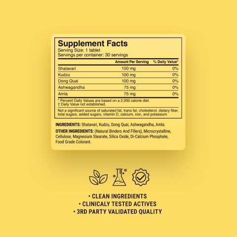 Menopause Support Tablets - Amla, Ashwagandha, Dong Quai, Kudzu, Shatavari - Thumbnail 9