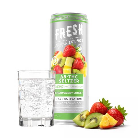 300mg Strawberry Sunset THC Seltzer - D8 Nano - Fresh - Thumbnail 2