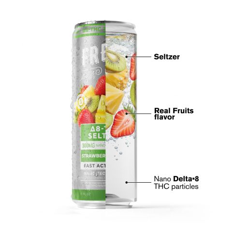 300mg Strawberry Sunset THC Seltzer - D8 Nano - Fresh - Thumbnail 3