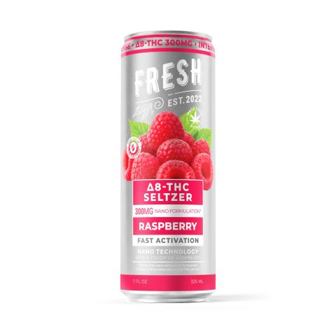 300mg Raspberry THC Seltzer - D8 Nano - Fresh - Thumbnail 1