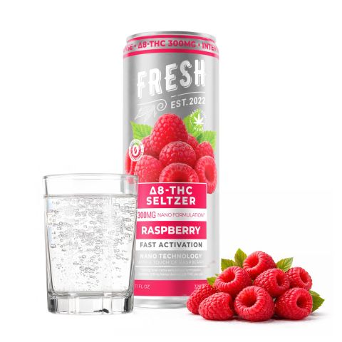 300mg Raspberry THC Seltzer - D8 Nano - Fresh - Thumbnail 2