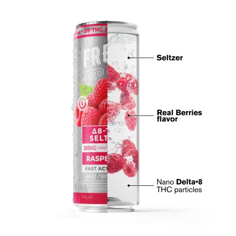 300mg Raspberry THC Seltzer - D8 Nano - Fresh - Thumbnail 3