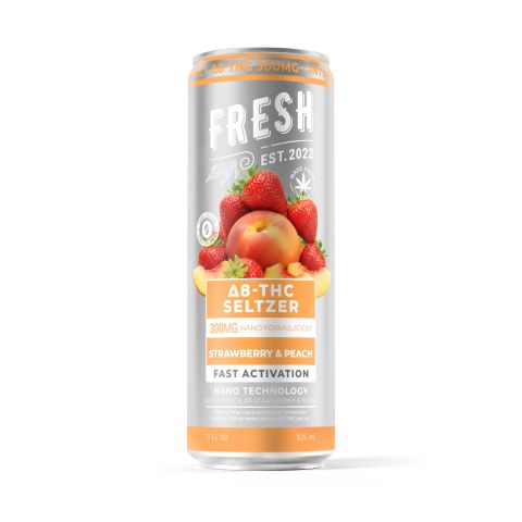 300mg Strawberry & Peach THC Seltzer - D8 Nano - Fresh - Thumbnail 1