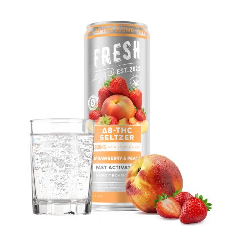 300mg Strawberry & Peach THC Seltzer - D8 Nano - Fresh - Thumbnail 2
